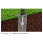 Falagotti Solarzaun - Montage mit Fußplatte auf Erdanker - EHV-Group - carport-pv.at